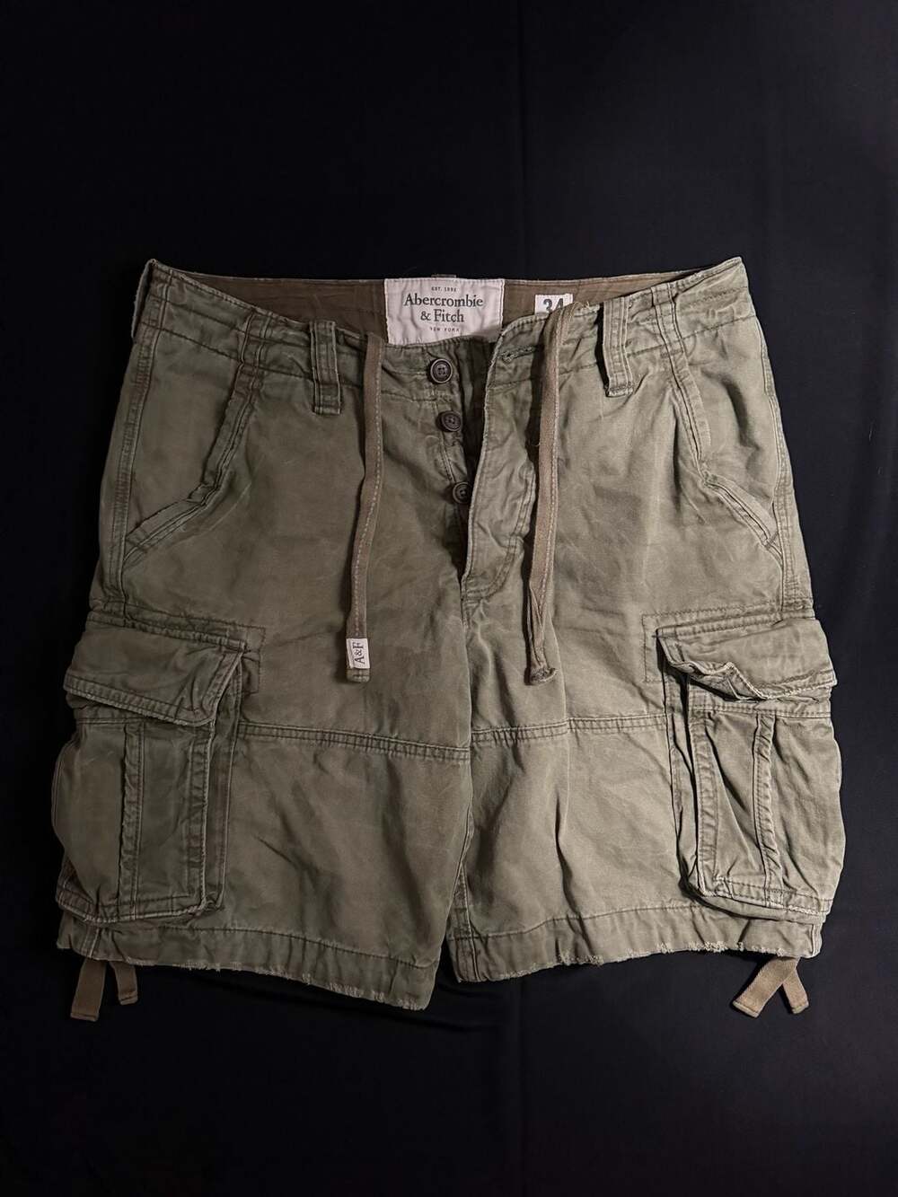 Abercrombie & Fitch Vintage Y2K Olive Green Cargo Utility Shorts Size 34